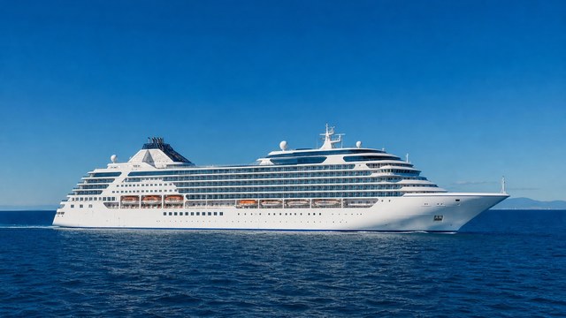 Luxury cruise ship sailing on open ocean